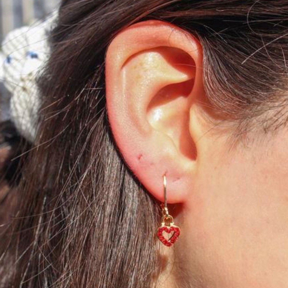 Brandy Red Heart Earrings